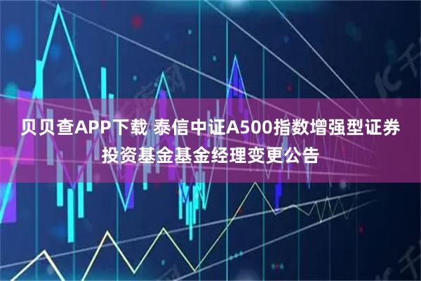 贝贝查APP下载 泰信中证A500指数增强型证券投资基金基金经理变更公告