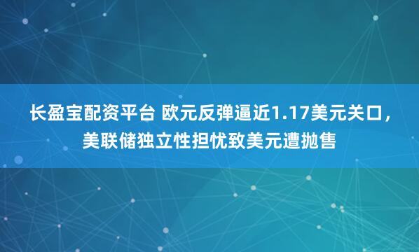 长盈宝配资平台 欧元反弹逼近1.17美元关口，美联储独立性担忧致美元遭抛售